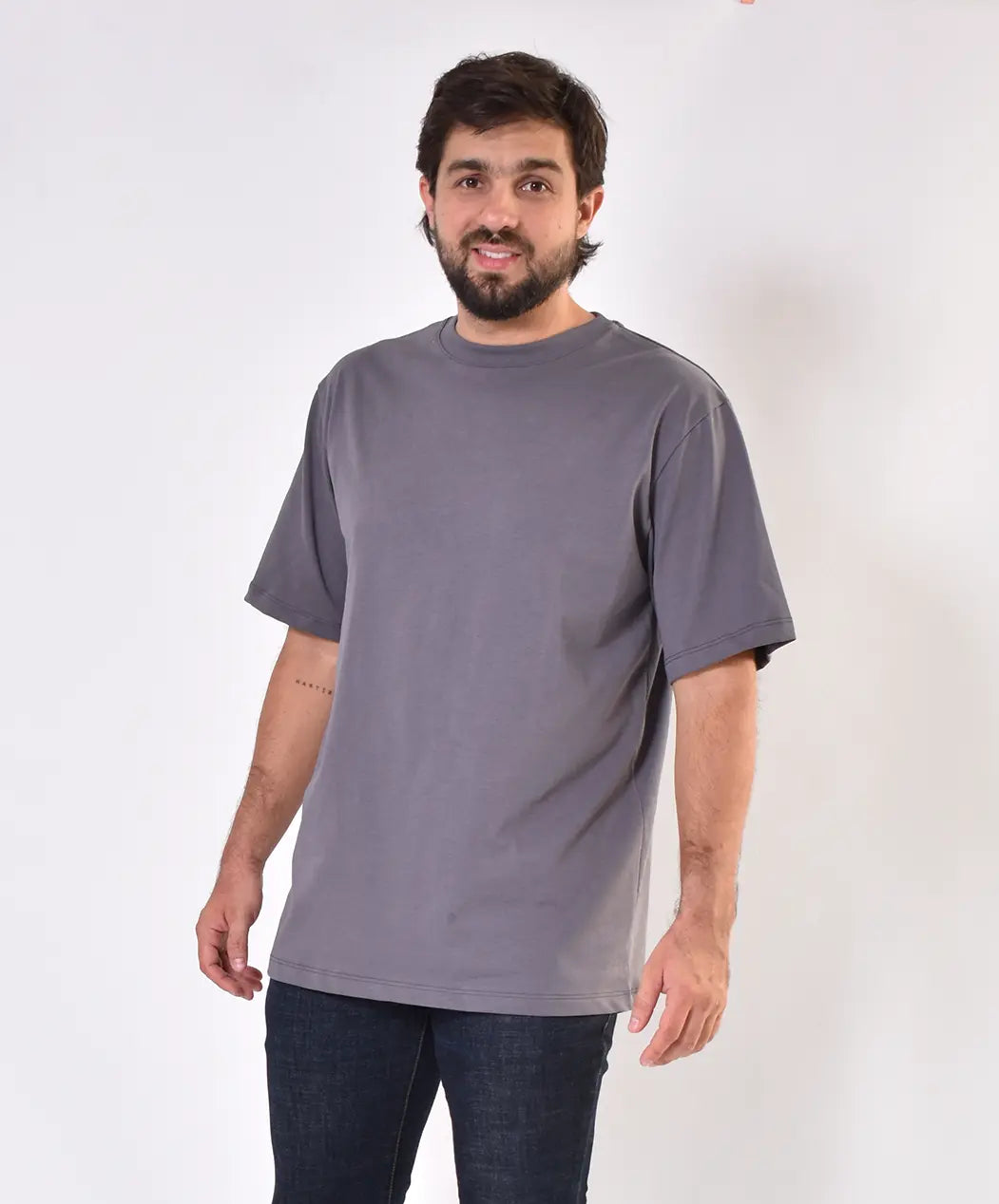 Camiseta Oversize Gris Oscuro